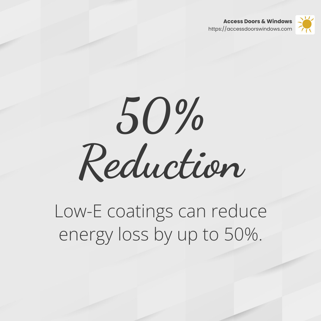 Low-E coatings can reduce energy loss by up to 50% - energy-efficient window options infographic simple-stat-light