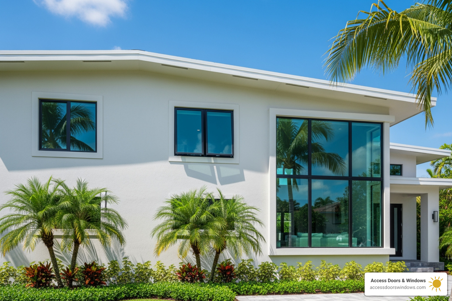 variety of impact window styles installed on a home - impact windows palm beach county