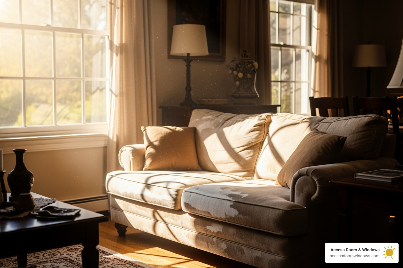 faded furniture next to a sunny window - energy efficient windows fort myers