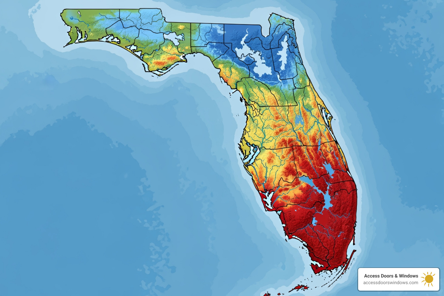 Florida wind zone map highlighting different requirement areas - Florida hurricane impact windows