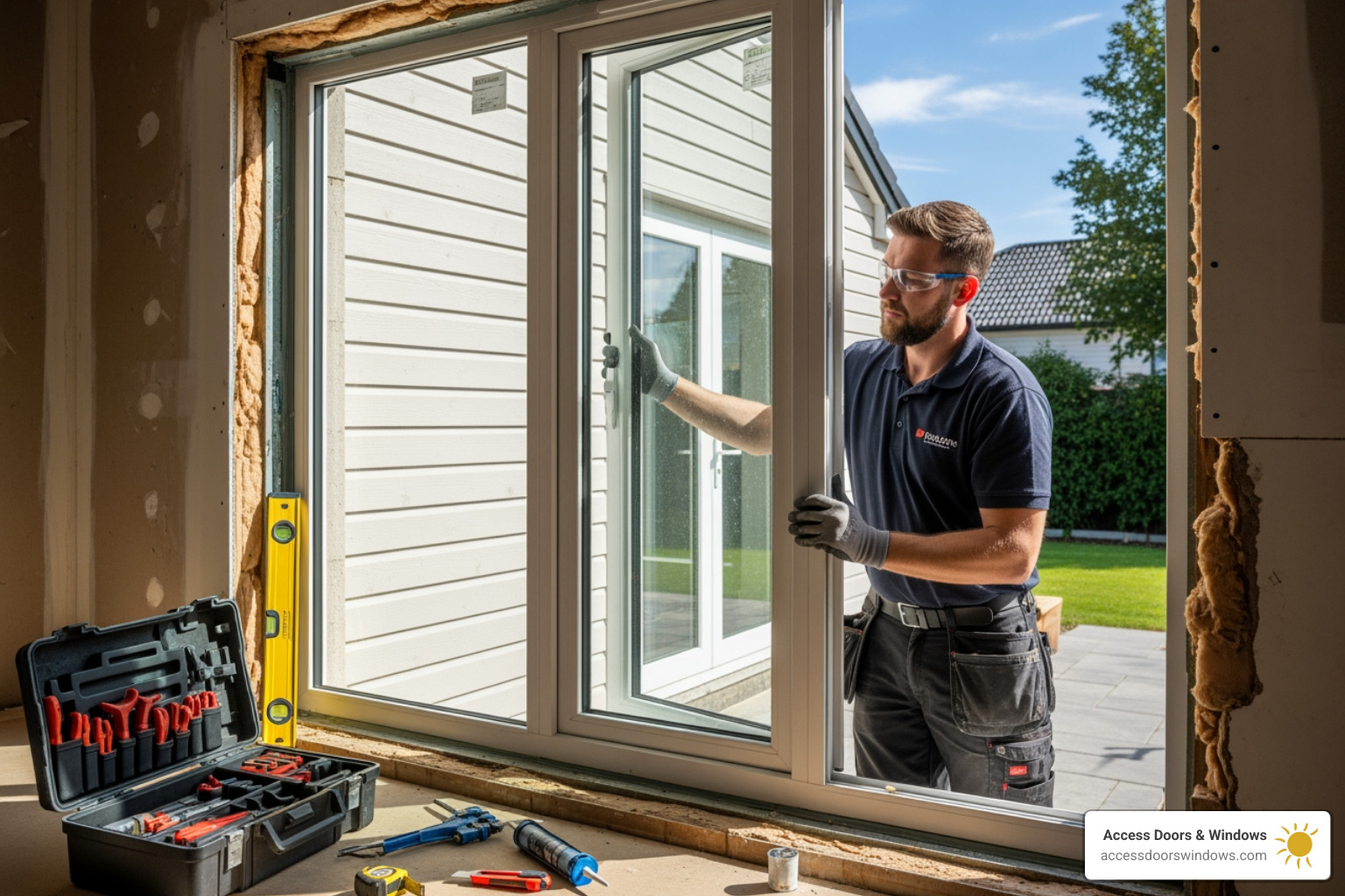Professional installer fitting a new window - Fort Myers window replacement