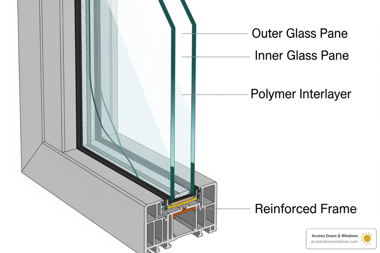 cross-section of an impact window highlighting laminated glass layers - how do i know if my windows are hurricane-rated