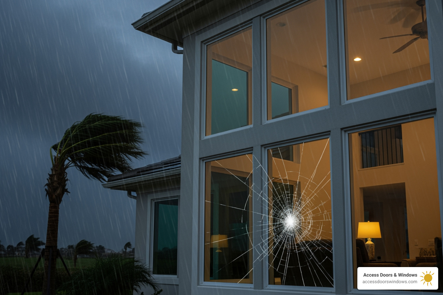 cross-section of a hurricane impact window showing the laminated glass layers - hurricane impact windows