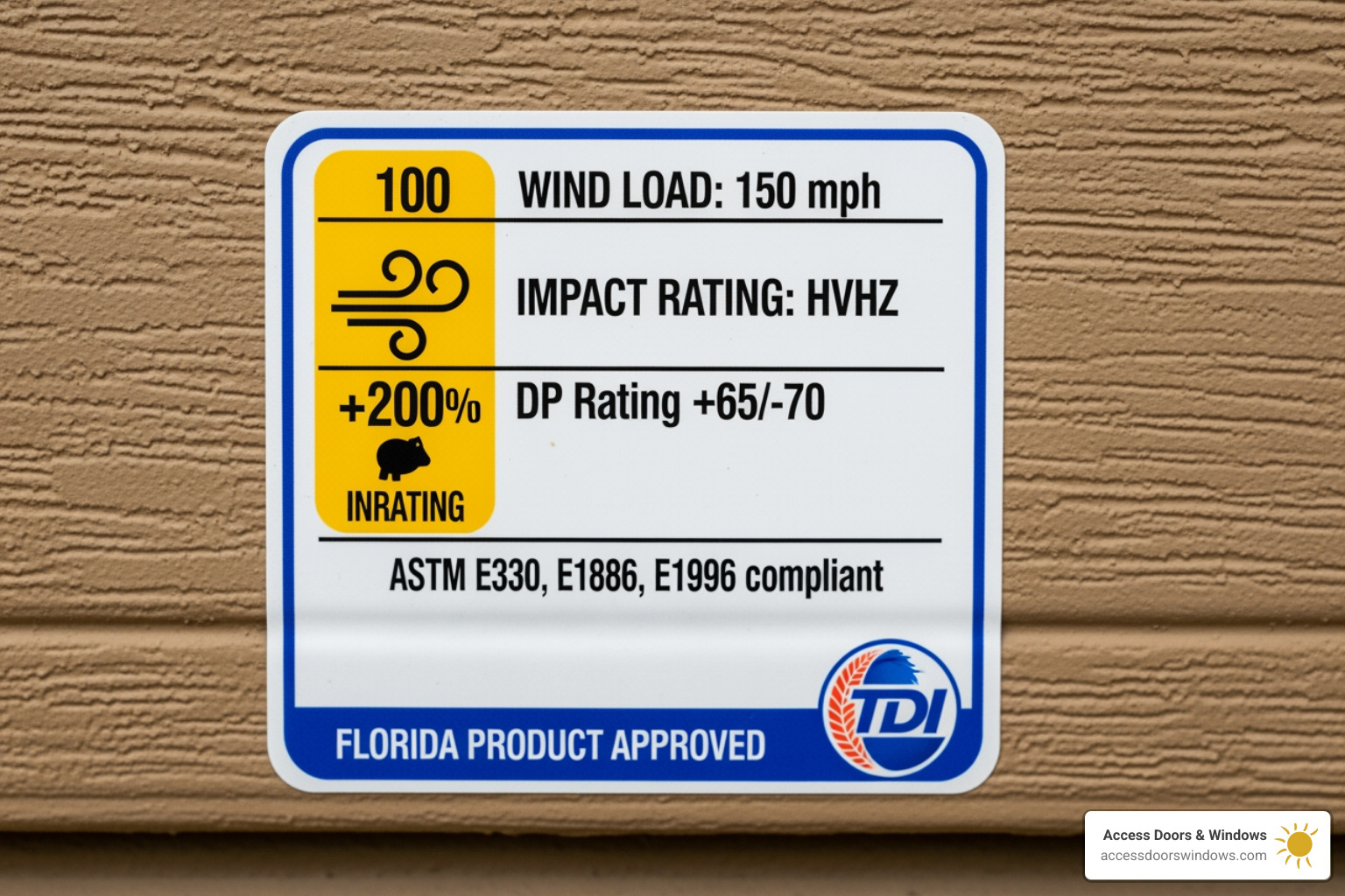 wind load and impact rating sticker - hurricane impact garage doors