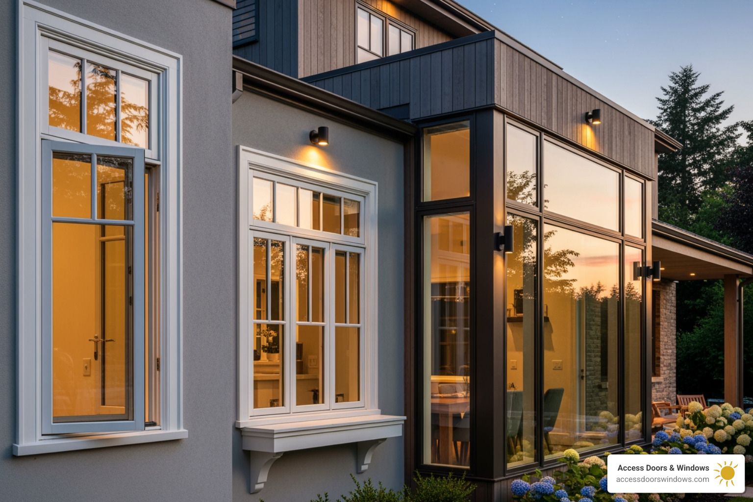 Image showing different window styles like casement, double-hung, and picture windows - local window installers near me