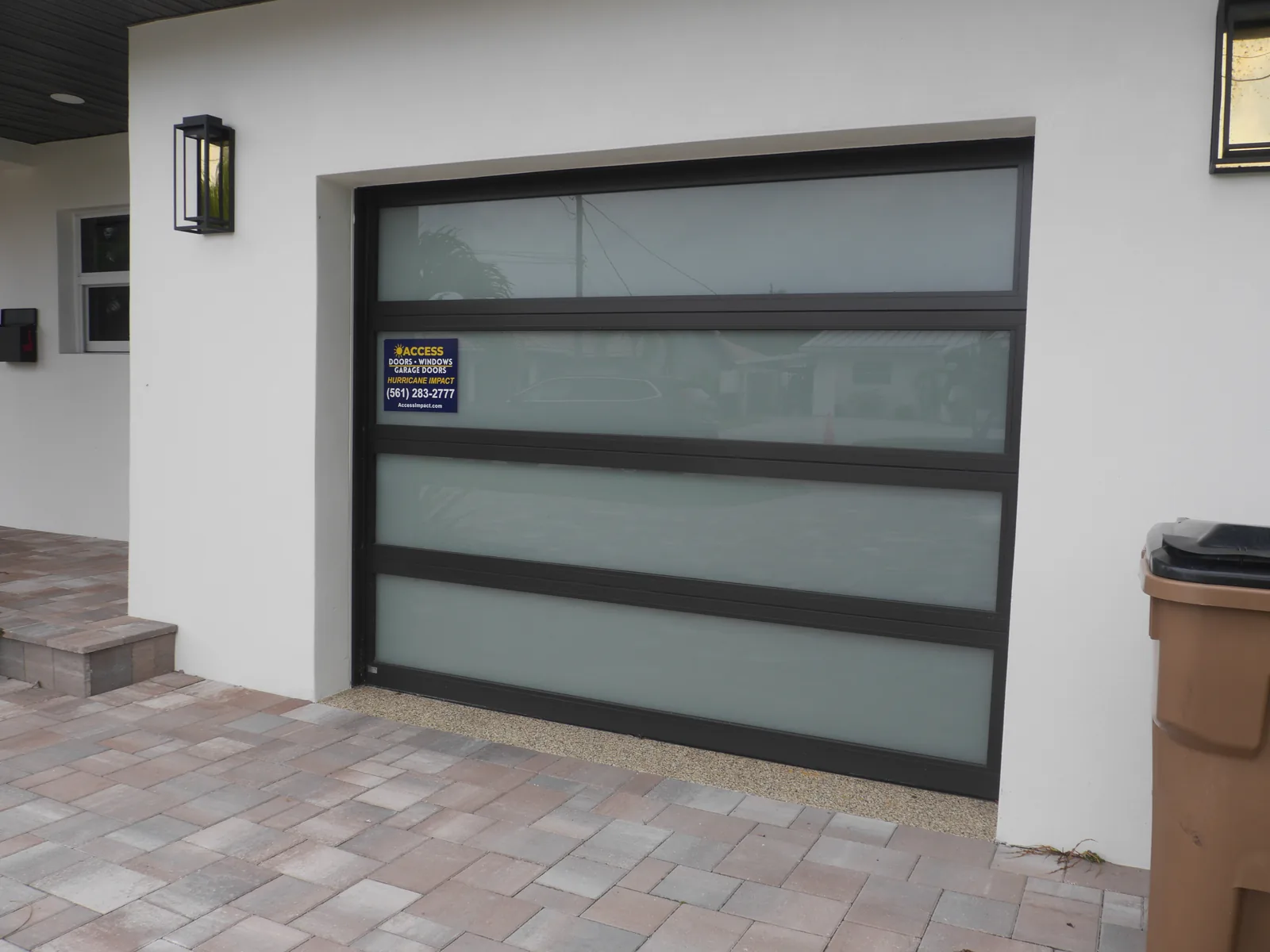 Modern glass garage door