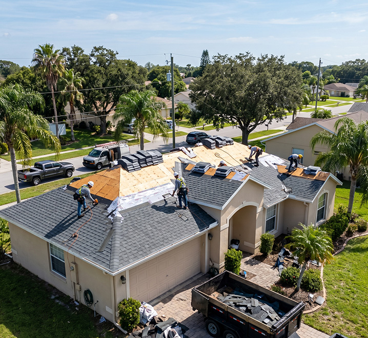 Whole-home re-roof in progress by Access Impact